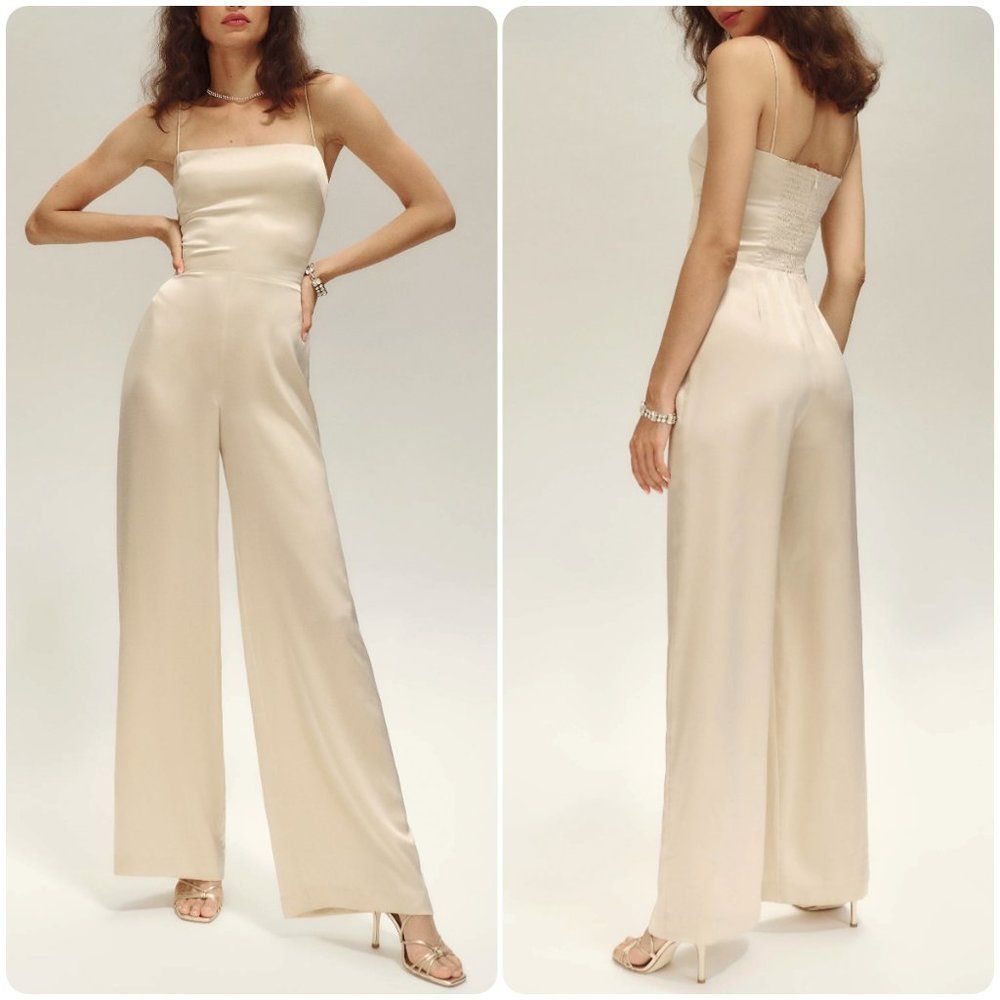 Reformation Sage Silk Jumpsuit Ivory